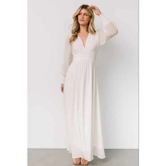 Baltic Born Womens 1X Olivia Maxi Boho Wedding White Formal Bump Friendly Dress - Picture 2 of 12